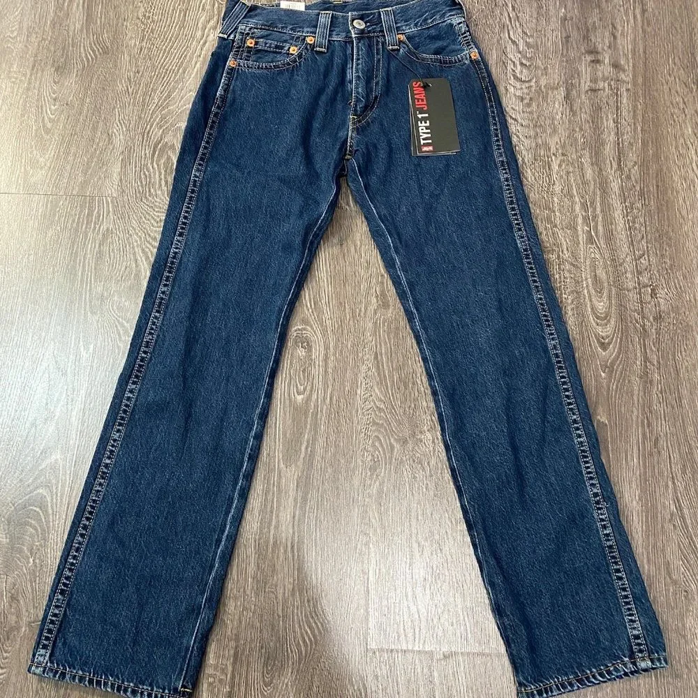 Levi's Premium Type 1 Big E Western Dark Stonewash Blue Denim Jeans W30 L32